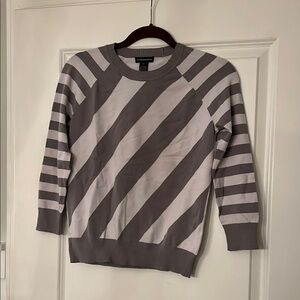 Club Monaco Striped Gray and White Sweater​